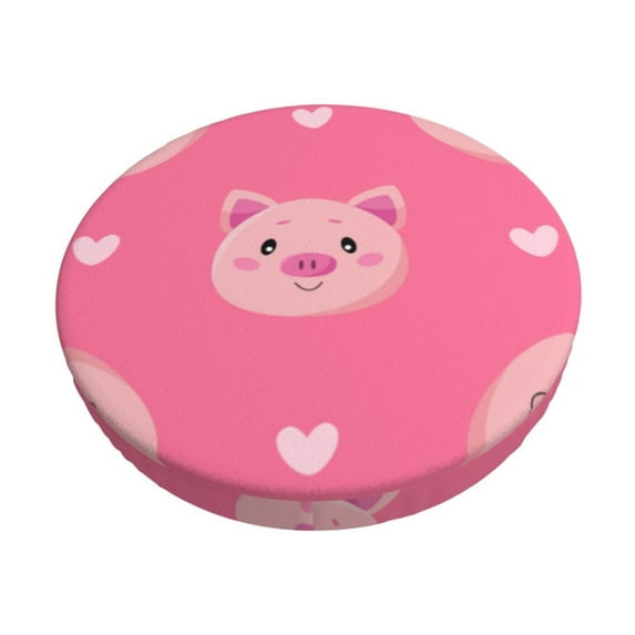 Naloa Cartoon Pigs and Hearts Round Bar Stool Cushion Cover 12-14 inch, Fits Kitchen, Office, Restaurant Chairs - 13 inch