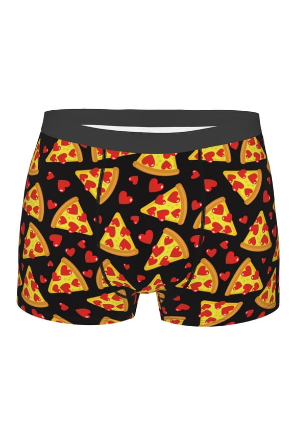 Cartoon Pizza Print Mens Underwear - Boxers for Men, Classic Briefs for Men