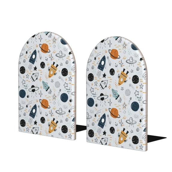 Naloa Cartoon Planets 2 Pcs Bookend Large Capacity Office Book Ends for Home Office Library School Study Decoration