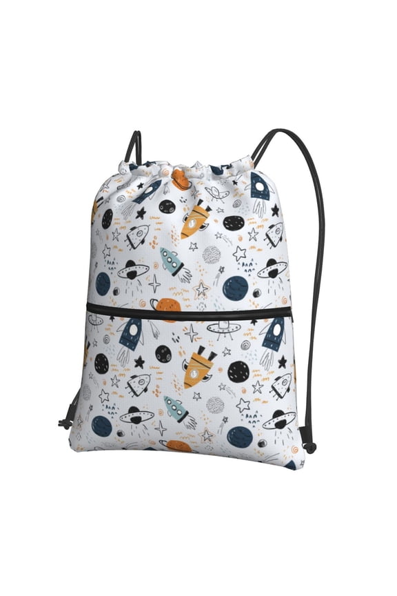 Cartoon Planets Drawstring Backpack String Bag Cinch Water Resistant for Gym Shopping Sport Yoga
