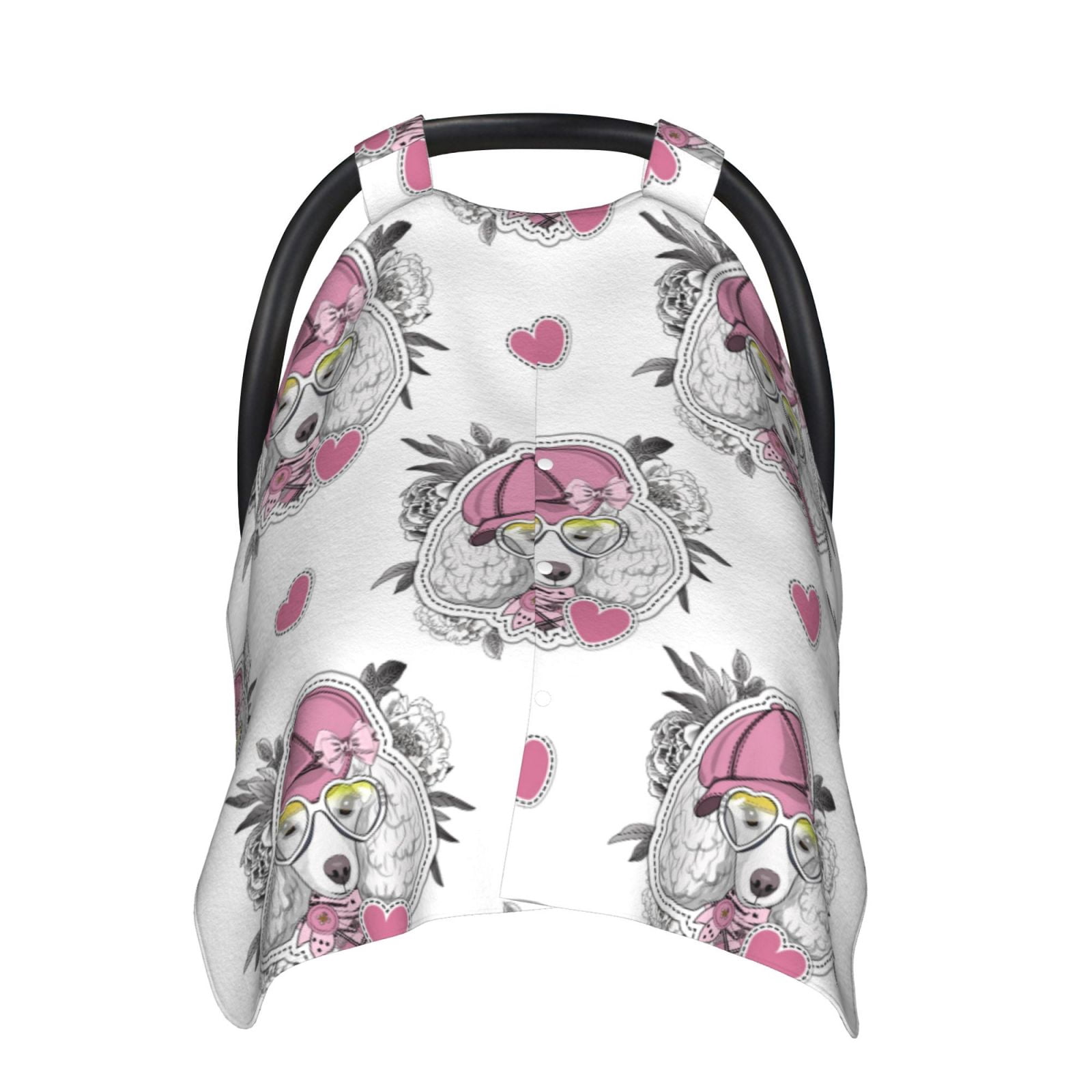 Naloa Cartoon Poodle Dog Baby Car Seat Cover, Breathable Baby Carrier Cover, Multiuse Baby Carrier Cover & Nursing Breastfeeding Cover