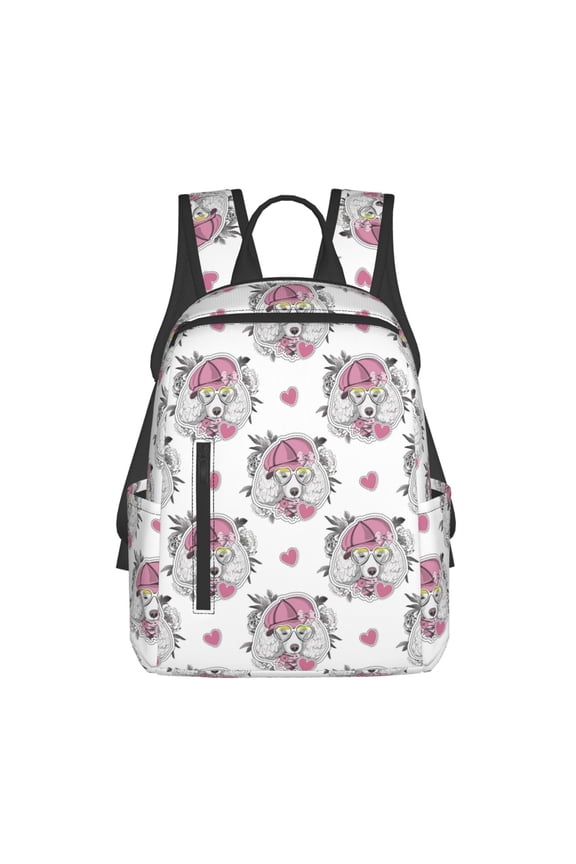 Cartoon Poodle Dog Print Lightweight DayBackpack Suitable for school, work, shopping, travel, etc.