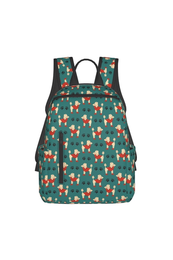 Cartoon Poodle Dog Print Lightweight DayBackpack Suitable for school, work, shopping, travel, etc.