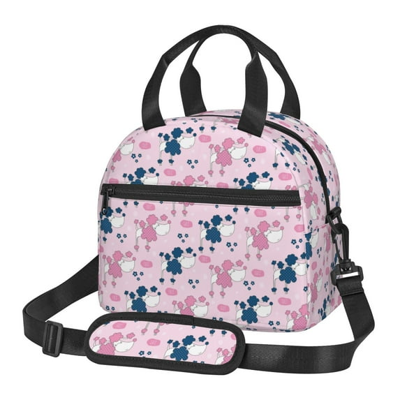 Naloa Cartoon Poodle Dog Print Lunch Bag for Women & Men Insulated Lunch Box or Cooler Lunch Tote Bags for Work, Travel, Outdoor