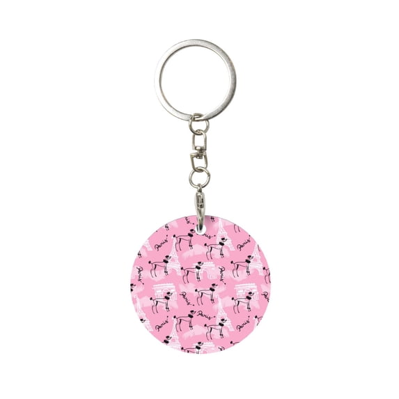 Naloa Cartoon Poodle Dog Print Round Keychain Keychain Key Ring, Key Tag, Key Chain Bulk for Gift Accessories (Round)