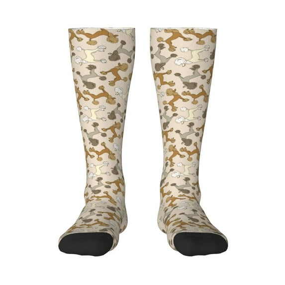 Naloa Cartoon Poodle Dog Thigh High Socks Extra Long Stretchy Sock Women Over Knee High Opaque Stocking Daily Wear