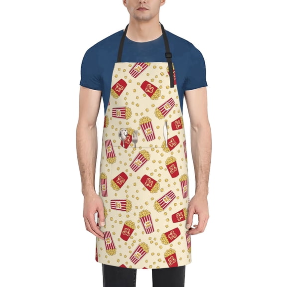 Naloa Cartoon Popcorn Apron Kitchen Aprons with Pockets for Women Men Chef