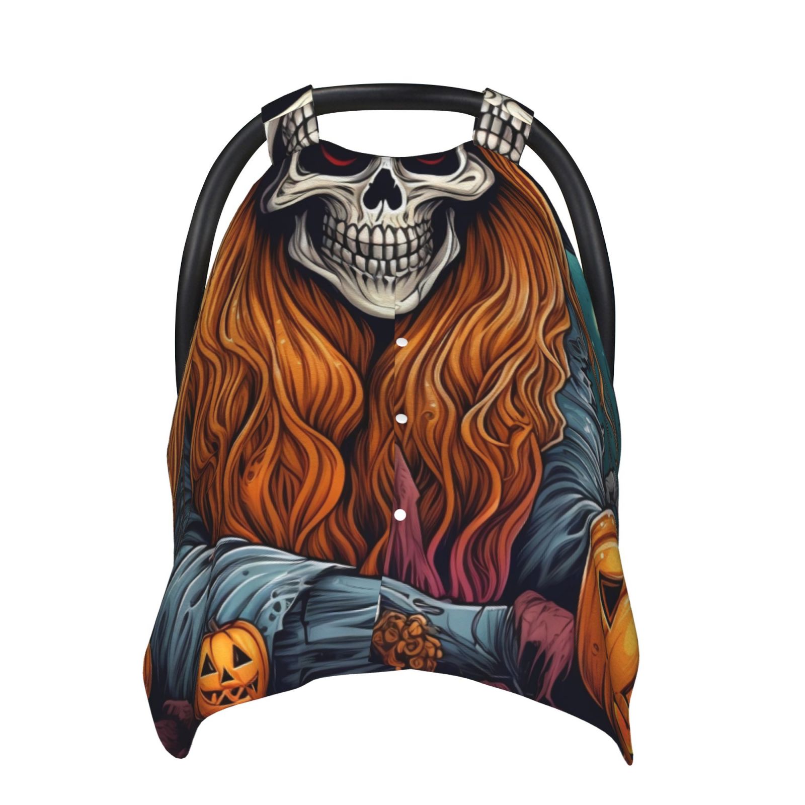 Naloa Cartoon Pumpkin Skull Baby Car Seat Cover, Breathable Baby Carrier Cover, Multiuse Baby Carrier Cover & Nursing Breastfeeding Cover