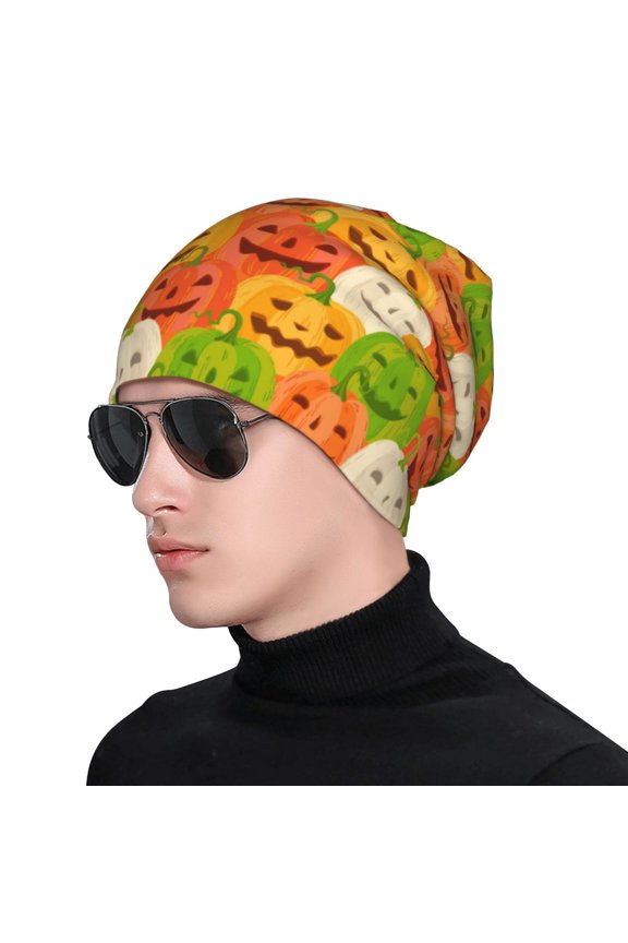Cartoon Pumpkins Soft Beanie Hat, Knit Beanie Daily Beanie in Fine Knit for Women Men Winter Travel, Outdoor