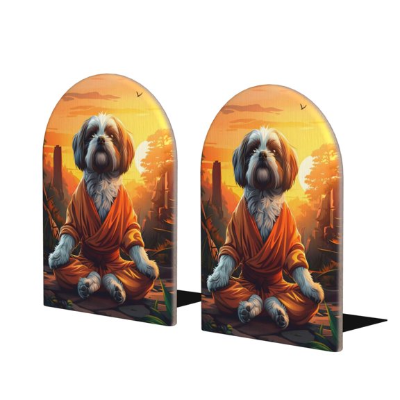 Naloa Cartoon Puppy Sunset 2 Pcs Bookend Large Capacity Office Book Ends for Home Office Library School Study Decoration