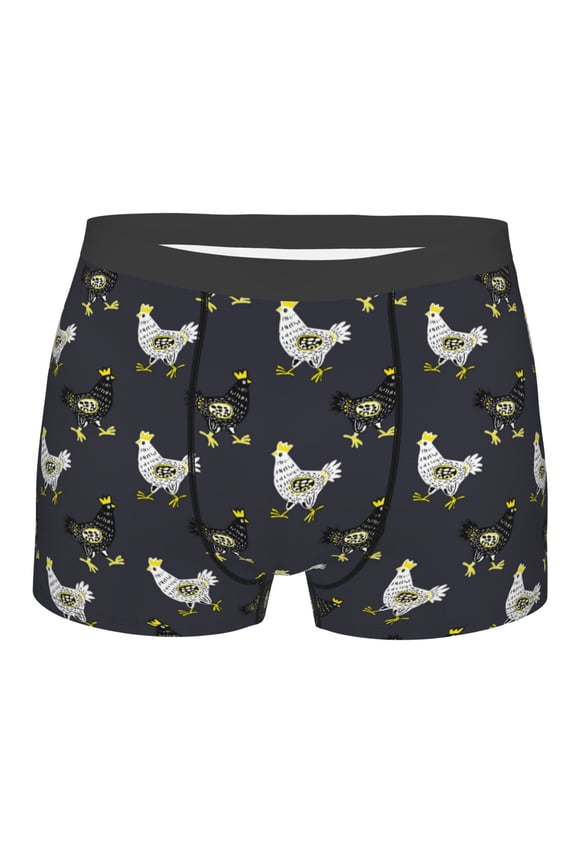 Cartoon Rooster Print Mens Underwear - Boxers for Men, Classic Briefs for Men