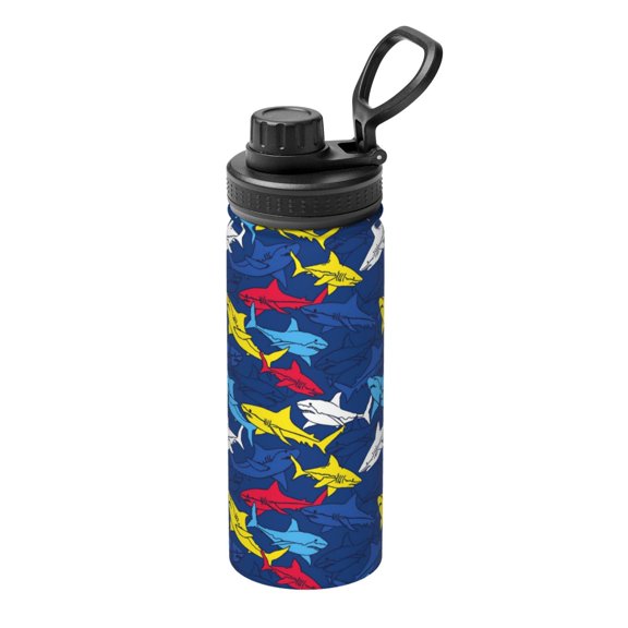 Naloa Cartoon Shark 18oz Sports Insulated Kettle, Stainless Steel Insulated Cup for Women Men for Fitness, Gym & Outdoor
