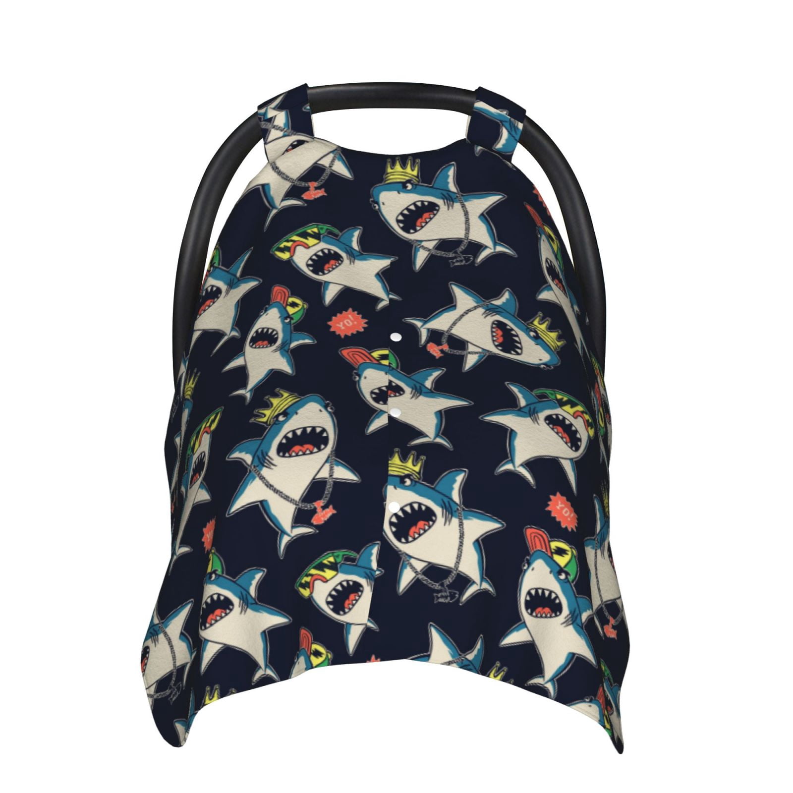 Naloa Cartoon Sharks Baby Car Seat Cover, Breathable Baby Carrier Cover, Multiuse Baby Carrier Cover & Nursing Breastfeeding Cover