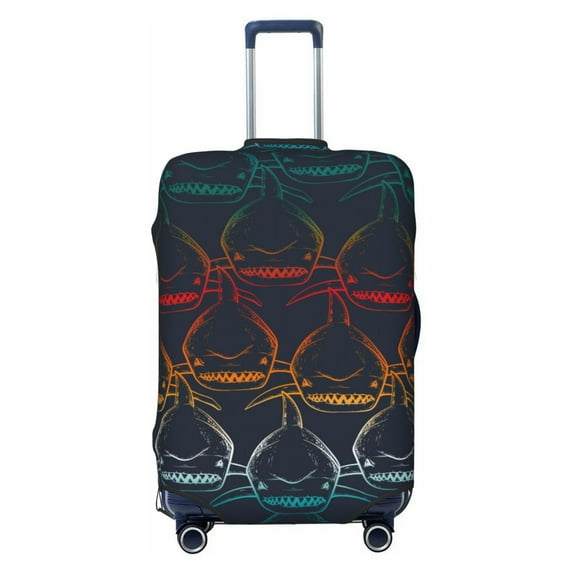 Naloa Cartoon Sharks Elastic Suitcase Protector, Travel Suitcase Protector Cover Fits 18-32in Suitcase - X-Large
