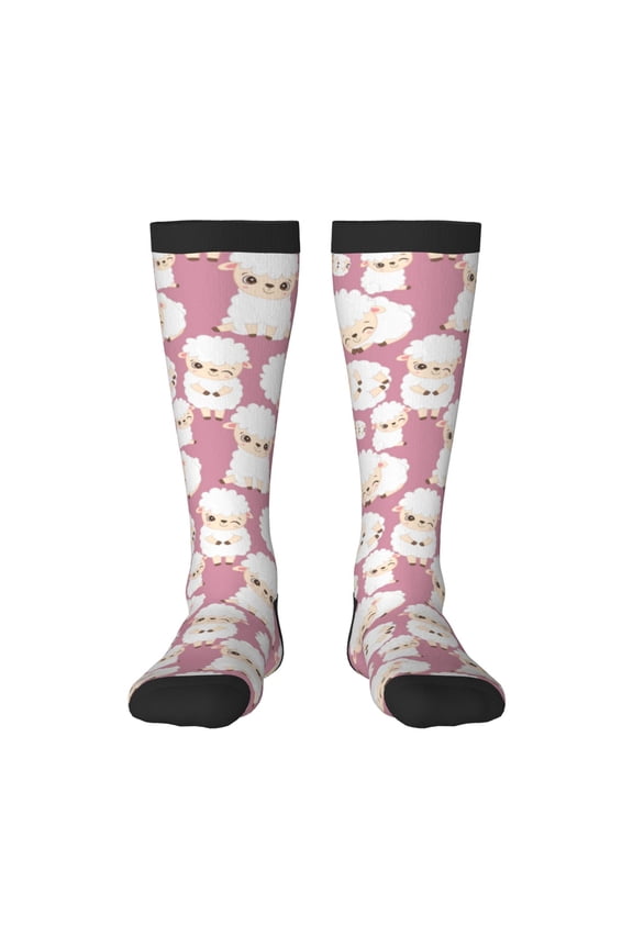Cartoon Sheep Thigh High Socks Extra Long Stretchy Sock Women Over Knee High Opaque Stocking Daily Wear