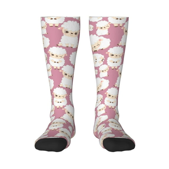 Naloa Cartoon Sheep Thigh High Socks Extra Long Stretchy Sock Women Over Knee High Opaque Stocking Daily Wear