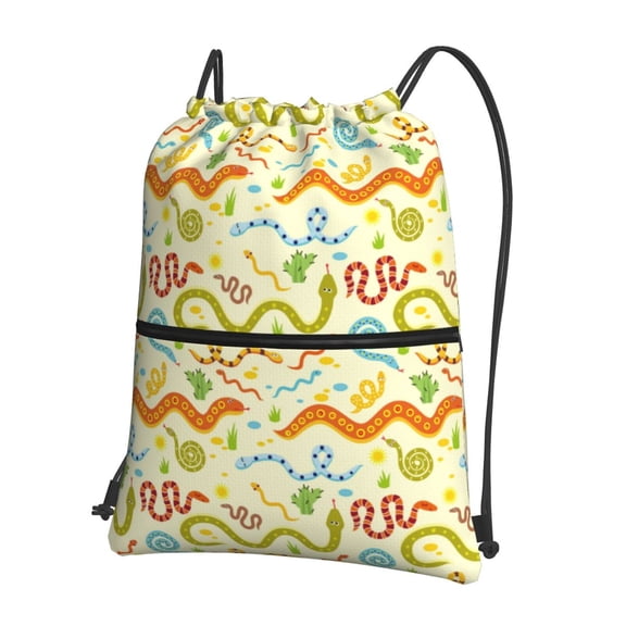 Naloa Cartoon Snake8 Drawstring Backpack String Bag Cinch Water Resistant for Gym Shopping Sport Yoga