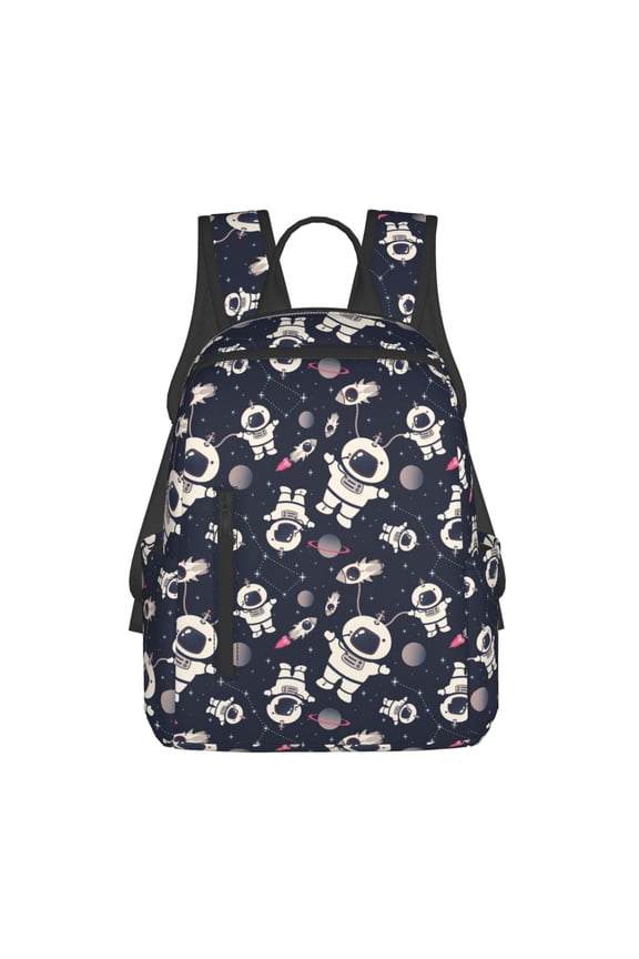 Cartoon Spaceship Print Lightweight DayBackpack Suitable for school, work, shopping, travel, etc.