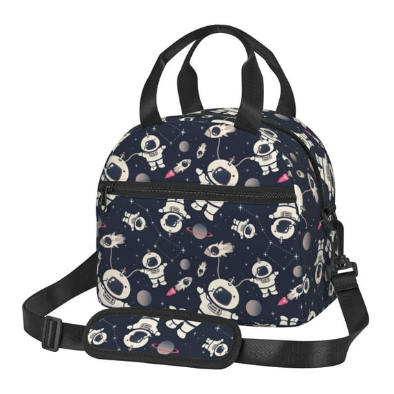 Naloa Cartoon Spaceship Print Lunch Bag for Women & Men Insulated Lunch Box or Cooler Lunch Tote Bags for Work, Travel, Outdoor