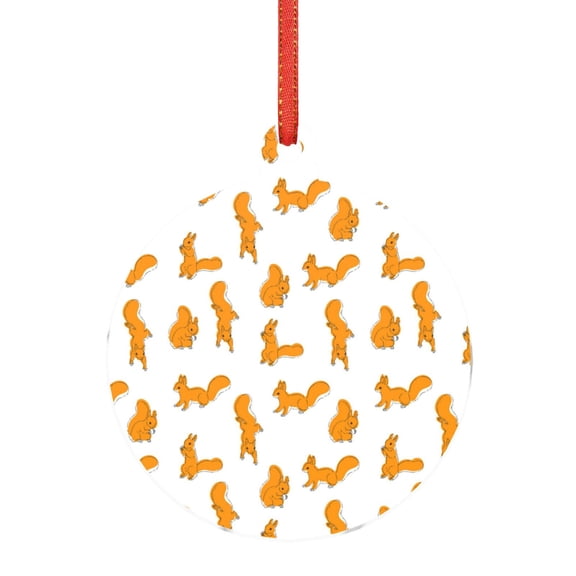 Naloa Cartoon Squirrel Acrylic Santa Tree Decorations Christmas Hanging Pendant for Christmas Winter New Year Party Hanging Decorations-Round Shape