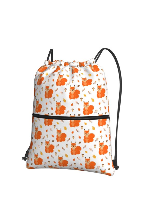 Cartoon Squirrel Drawstring Backpack String Bag Cinch Water Resistant for Gym Shopping Sport Yoga