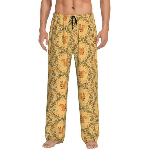 Naloa Cartoon Squirrel Pajama Pants Men, PJ Bottoms, Sleep & Lounge Pants-Large
