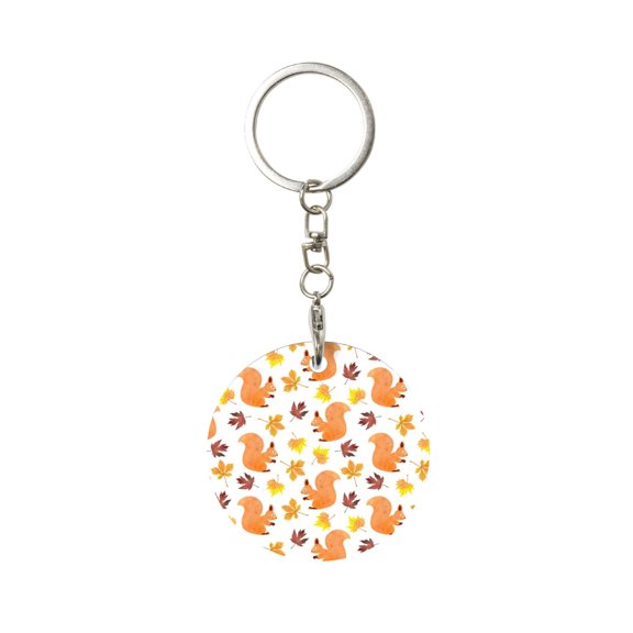Naloa Cartoon Squirrel Print Round Keychain Keychain Key Ring, Key Tag, Key Chain Bulk for Gift Accessories (Round)