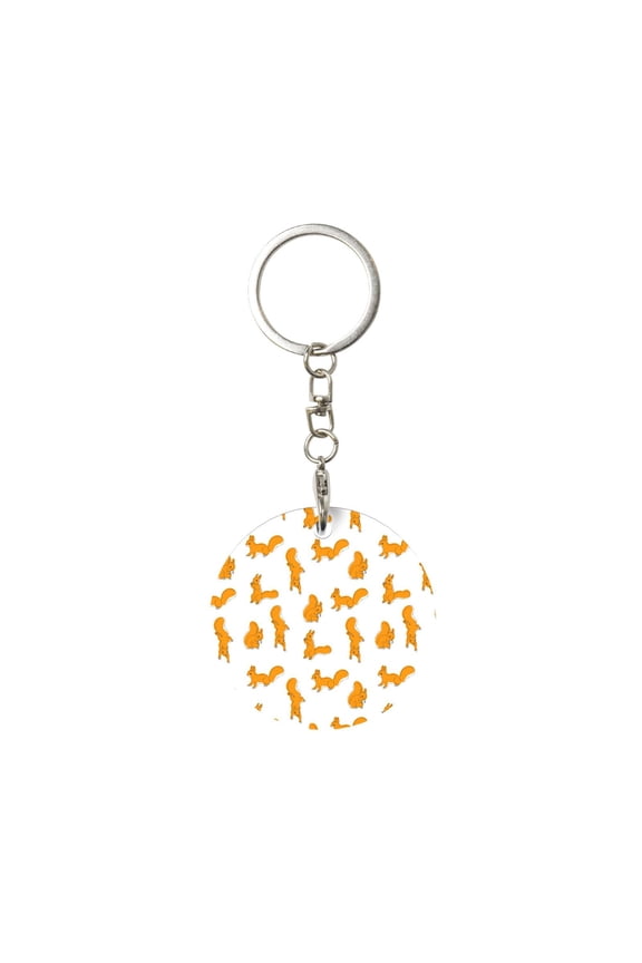 Cartoon Squirrel Print Round Keychain Keychain Key Ring, Key Tag, Key Chain Bulk for Gift Accessories (Round)