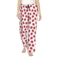 thumbnail image 1 of Naloa Cartoon Strawberry Print Women’s Ultra-Soft Comfy Pajama Lounge Pants with Pockets & Drawstring, 1 of 8