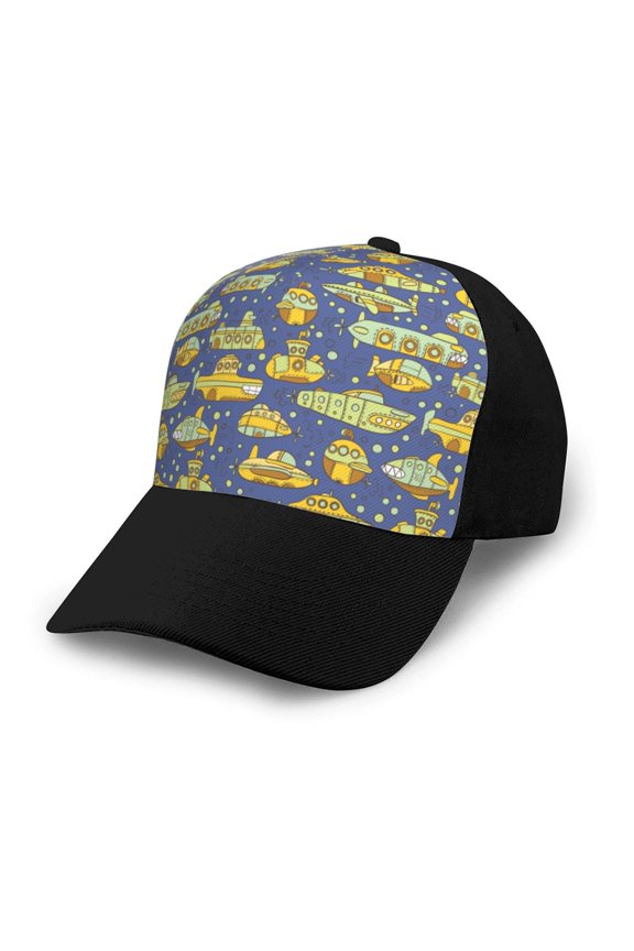 Cartoon Submarines Adult adjustable Print Baseball Hat, Patchwork curved brim baseball capfor Men and Women, One Size