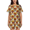 thumbnail image 1 of Naloa Cartoon Sunflowers Women's Short-Sleeved Pajama Set, Loungewear, Summer pajamas, Breathable Cozy - Large, 1 of 9