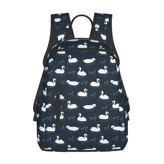 Naloa Cartoon Swan Print Lightweight DayBackpack Suitable for school, work, shopping, travel, etc.