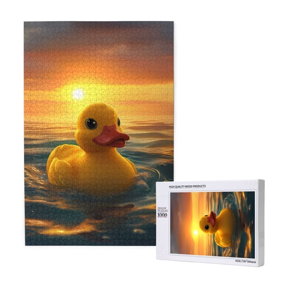 Naloa Cartoon Swimming Yellow Duck Custom Puzzles Personalized Puzzle 1000 Pieces from Photo Custom Jigsaw Puzzle for Wedding, Graduation, (29.519.7in, Vertical)