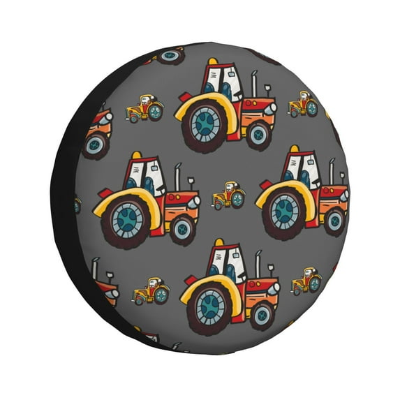 Naloa Cartoon Tractor PVC Leather Spare Tire Wheel Cover for Car Truck SUV Camper Trailer Universal Fit many size17 inch