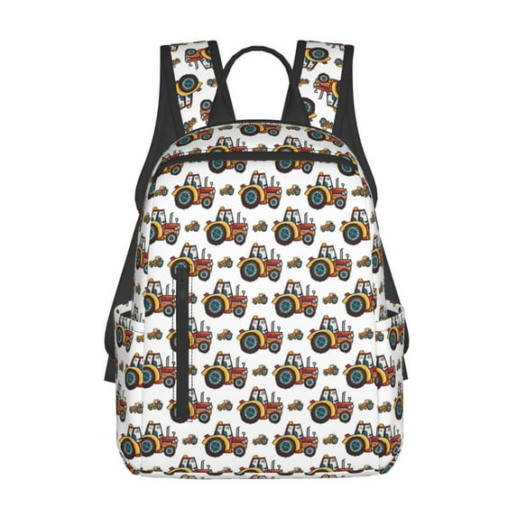 Naloa Cartoon Tractor Print Lightweight DayBackpack Suitable for school, work, shopping, travel, etc.