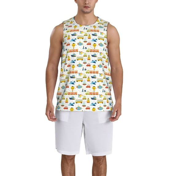 Naloa Cartoon Transport Basketball Jersey Reversible Men's Mesh Athletic Sports Shirts Training Practice S-4XLLarge