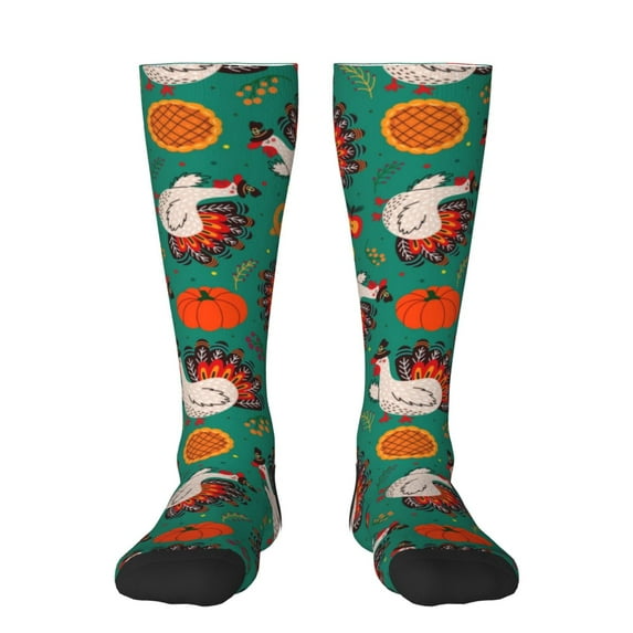 Naloa Cartoon Turkey Thigh High Socks Extra Long Stretchy Sock Women Over Knee High Opaque Stocking Daily Wear