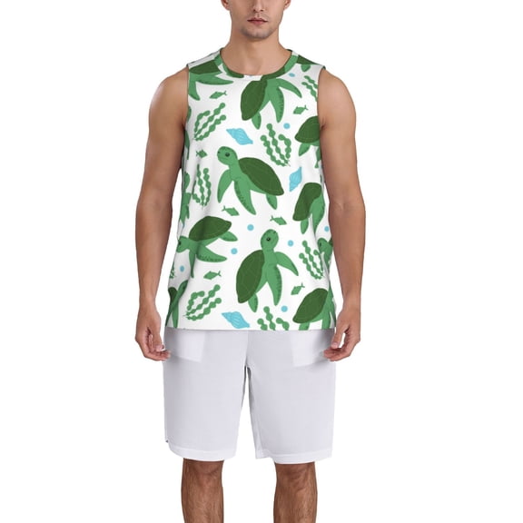 Naloa Cartoon Turtle Basketball Jersey Reversible Men's Mesh Athletic Sports Shirts Training Practice S-4XLMedium