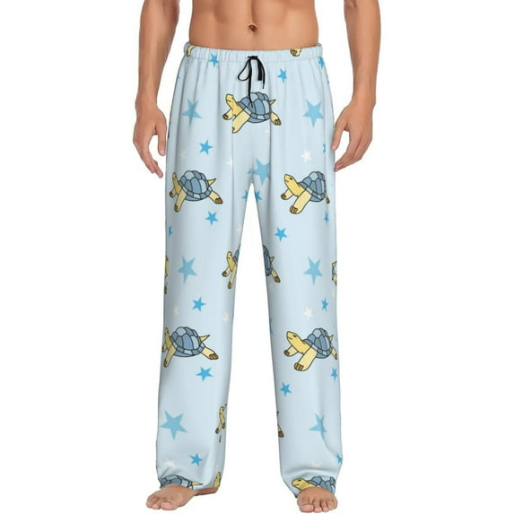 Naloa Cartoon Turtle Pajama Pants Men, PJ Bottoms, Sleep & Lounge Pants-Large