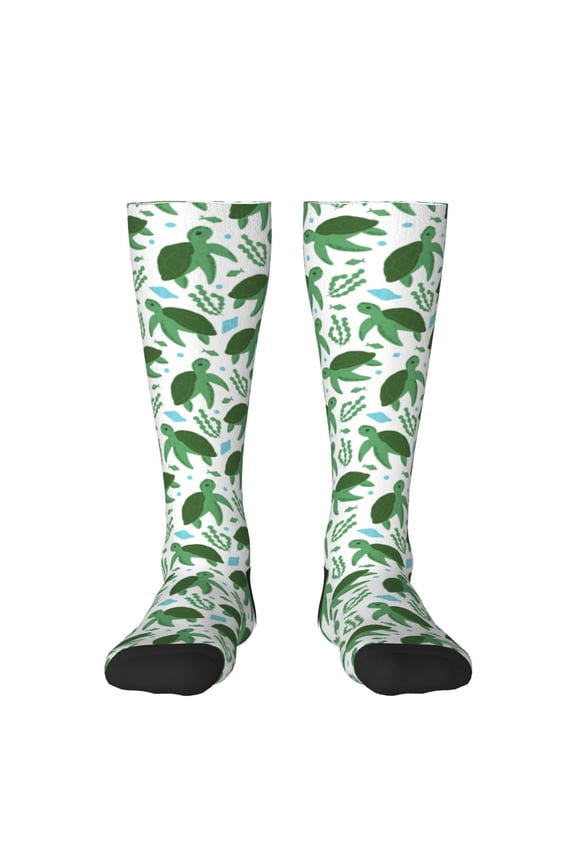 Cartoon Turtle Thigh High Socks Extra Long Stretchy Sock Women Over Knee High Opaque Stocking Daily Wear