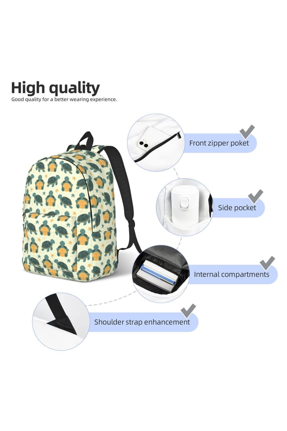 Cartoon Turtles Print Durable Canvas College Rucksack,Laptop Excursion Backpack,Travel Notebook School Backpack,Bookbag For Men Women