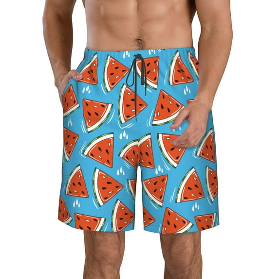 Naloa Cartoon Watermelon Men's Beach Shorts, Surfing shorts, Swim trunks, Quick Dry Swim Trunks for Surfing Beach Fun - 3X-Large