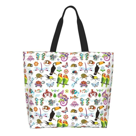 Naloa Cartoon Wild Animals Tote Bag for Women Large Capacity Shoulder Bag for College Work Travel Shopping