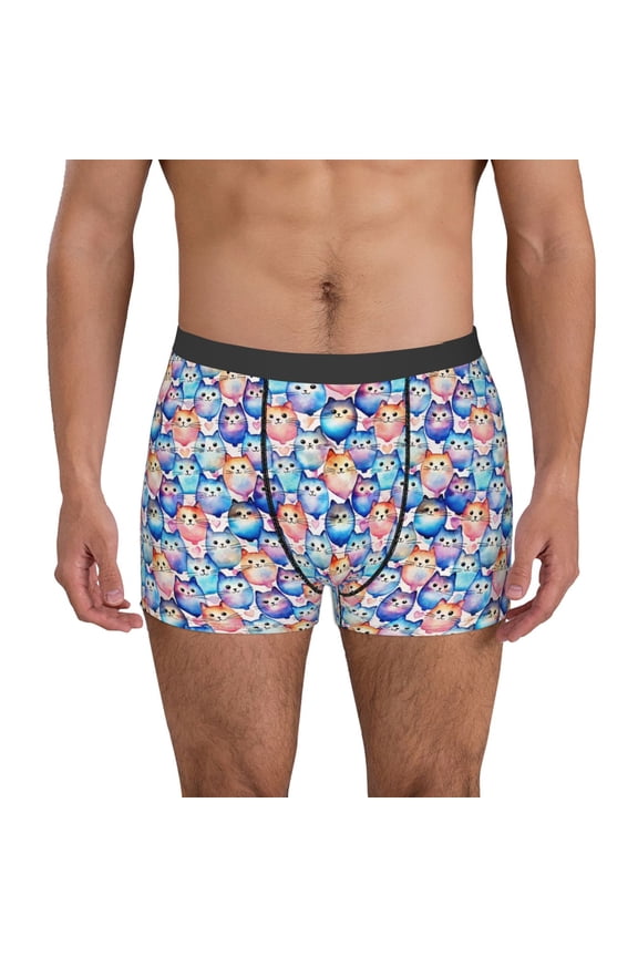 Cartoon colorful cute cat Mens Underwear - Boxers for Men, Mens Boxer Briefs, Classic Briefs for Men-XX-Large