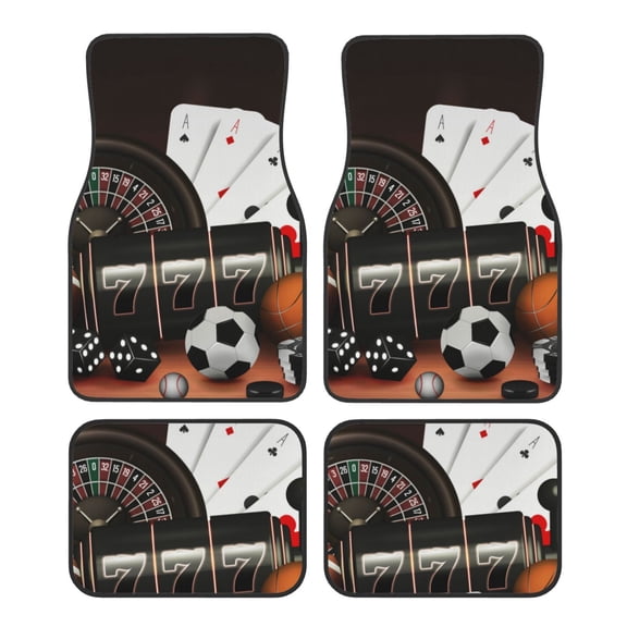 Naloa Casino And Sports Car Foot Mat Set of 4 Pieces - Universal Floor Liner Neoprene Full Set Floor Mats for Cars Trucks SUV