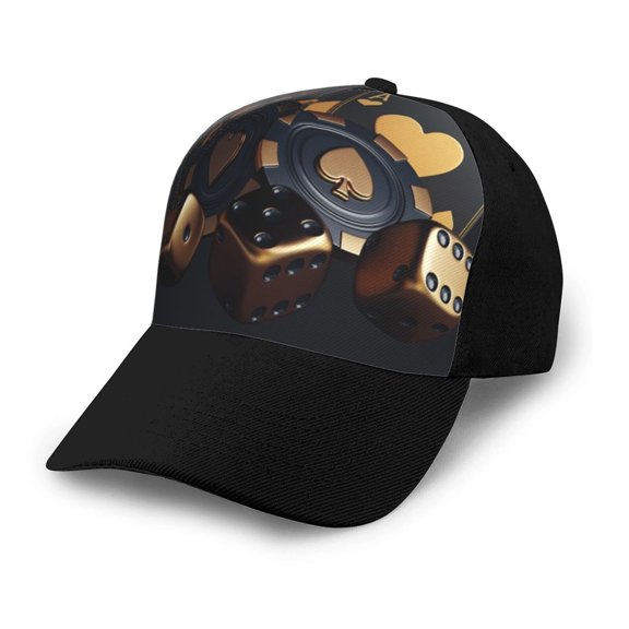 Naloa Casino Cards Poker Adult adjustable Print Baseball Hat, Patchwork curved brim baseball capfor Men and Women, One Size