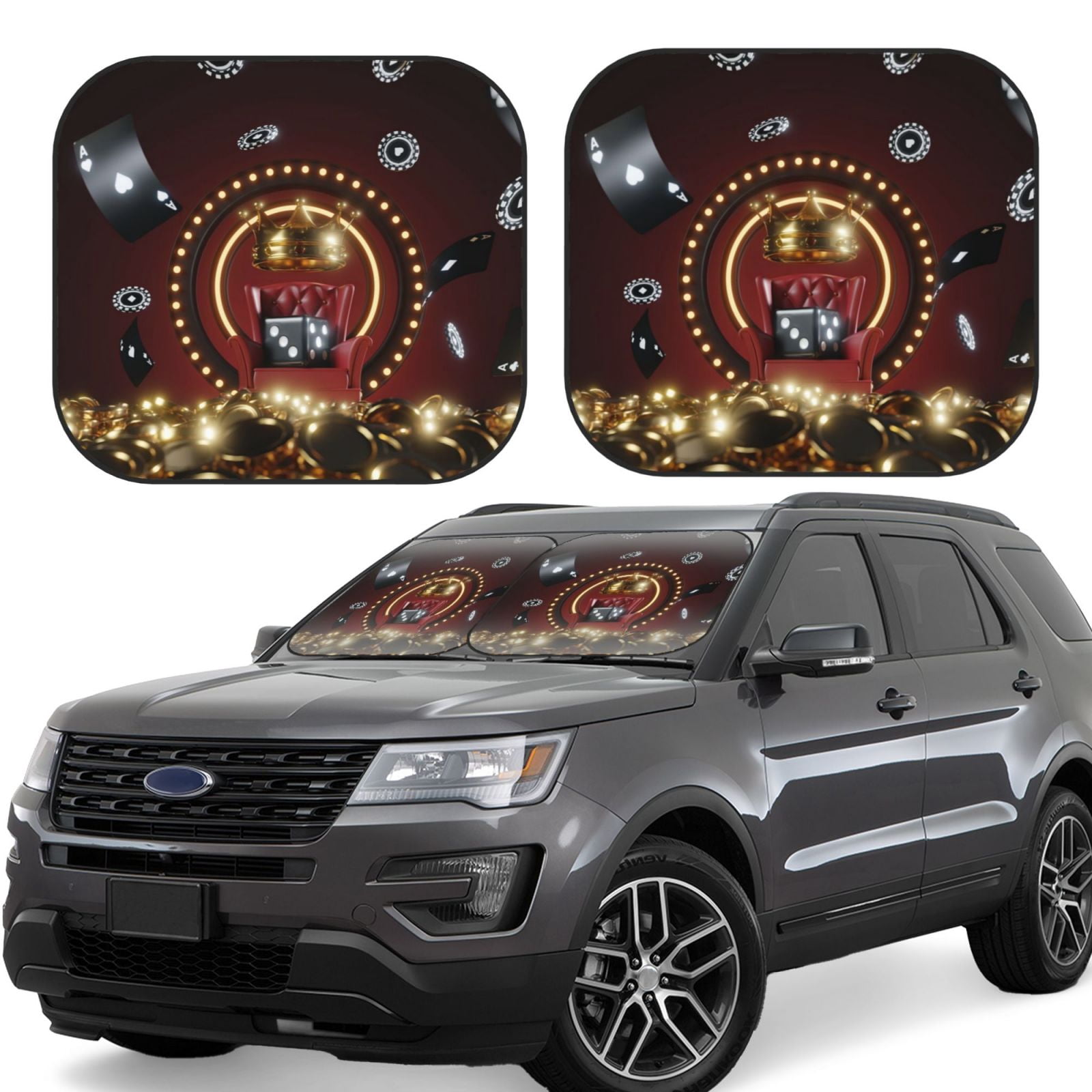 Casino Poker Print Pattern Car Sun Shade