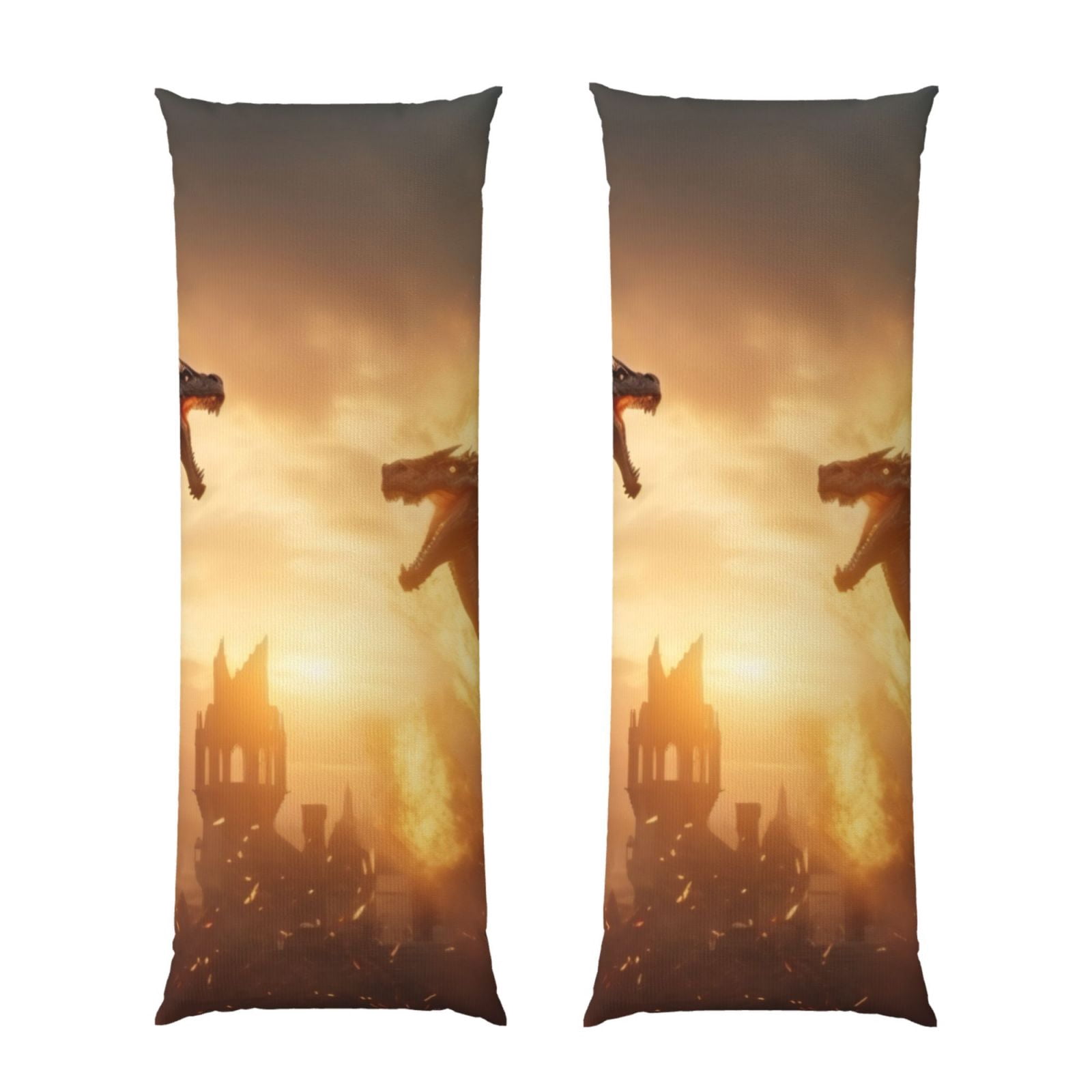Naloa Castle Cool Fire Dragon Super Soft 20x60 Body Pillow Case,Long Side Hidden Zipper（PILLOWS ARE NOT INCLUDED）
