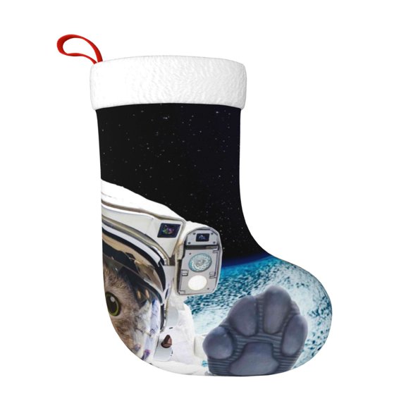 Naloa Cat Astronaut Christmas Stockings Decorations, Xmas Ornaments, DIY Personalized Farmhouse Decor for Home Family Party Tree