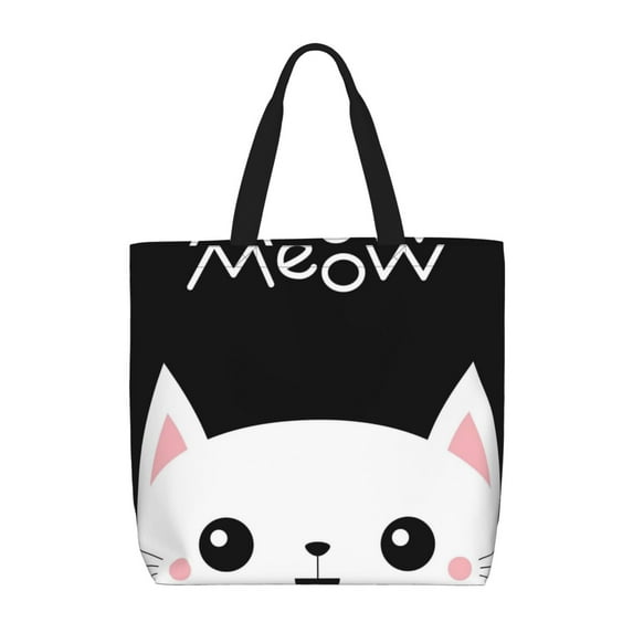 Naloa Cat Meow Tote Bag for Women, Foldable Tote Bag With Zipper, Large Shoulder Bag, Top Handle Handbag for Travel, Work, Shopping